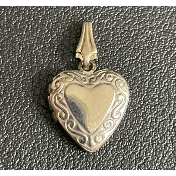 Vintage Jewelry - Vintage Tiny Locket Charm Pendant Silver Tone Engraved Jewelry Mini Valentines